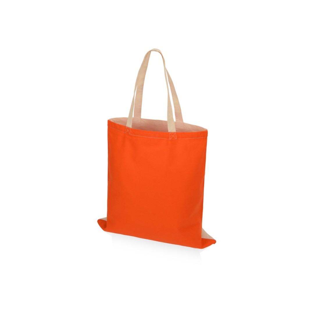 Сумка для шопинга Twin двухцветная из хлопка, 180 г/м2, оранжевый/натуральный