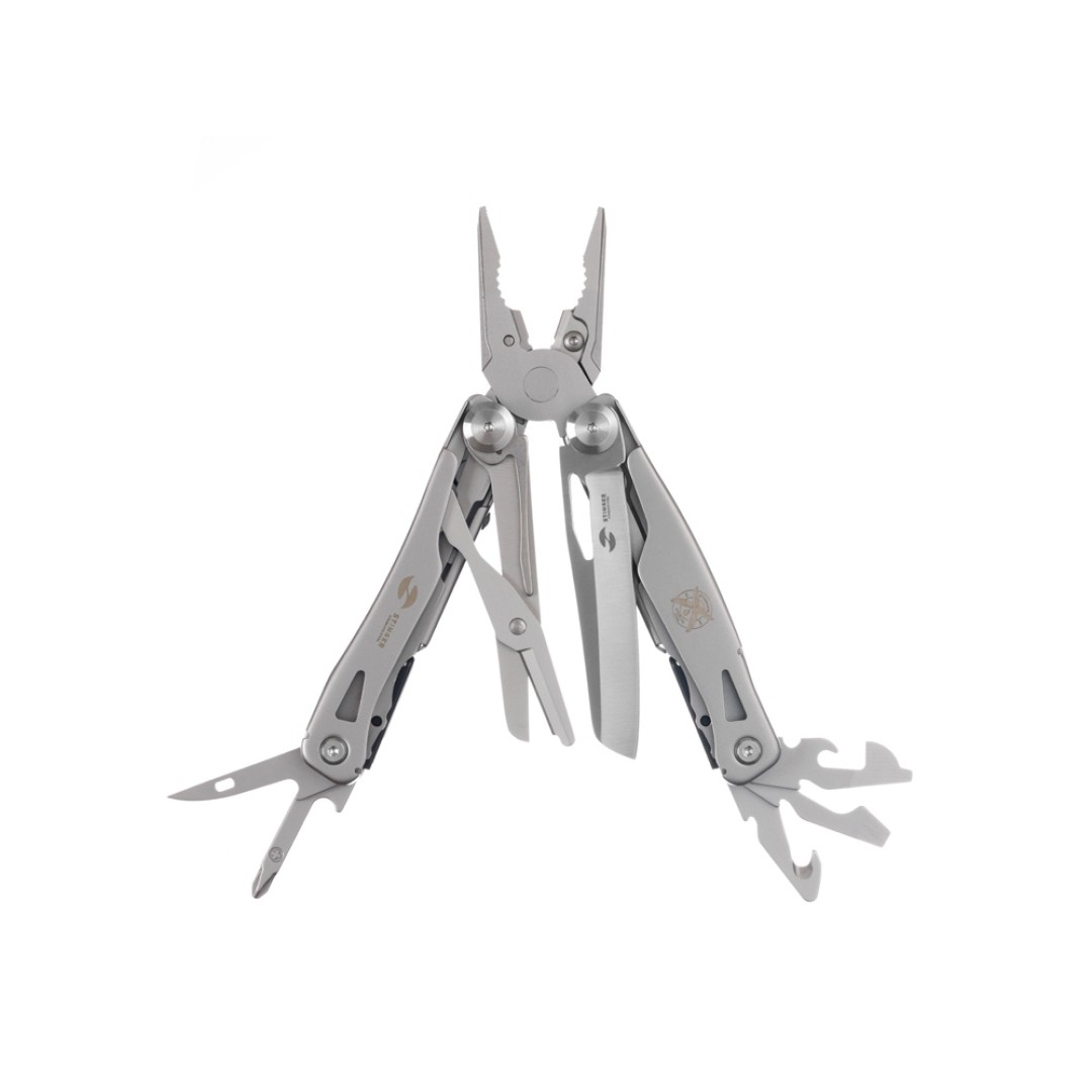 Мультитул Stinger, 106 мм, 15 функций, сталь, серебристый, в комплекте нейлоновый чехол
