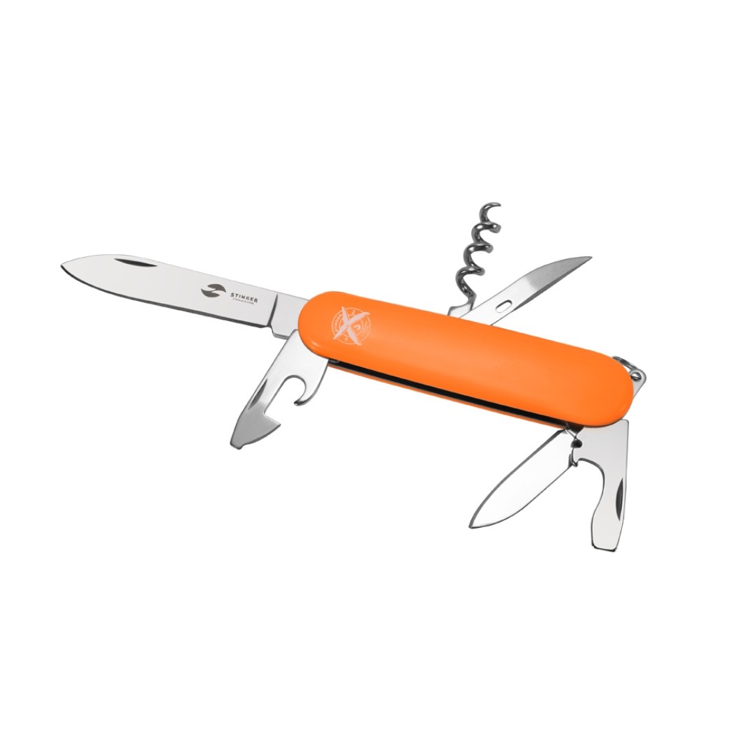Нож перочинный Stinger, 90 мм, 11 функций, материал рукояти: АБС-пластик (оранжевый)