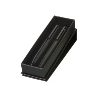 Набор из шариковой ручки и ручки-роллера с анодированным зеркальным слоем в подарочной коробке "Monarch Black", черный