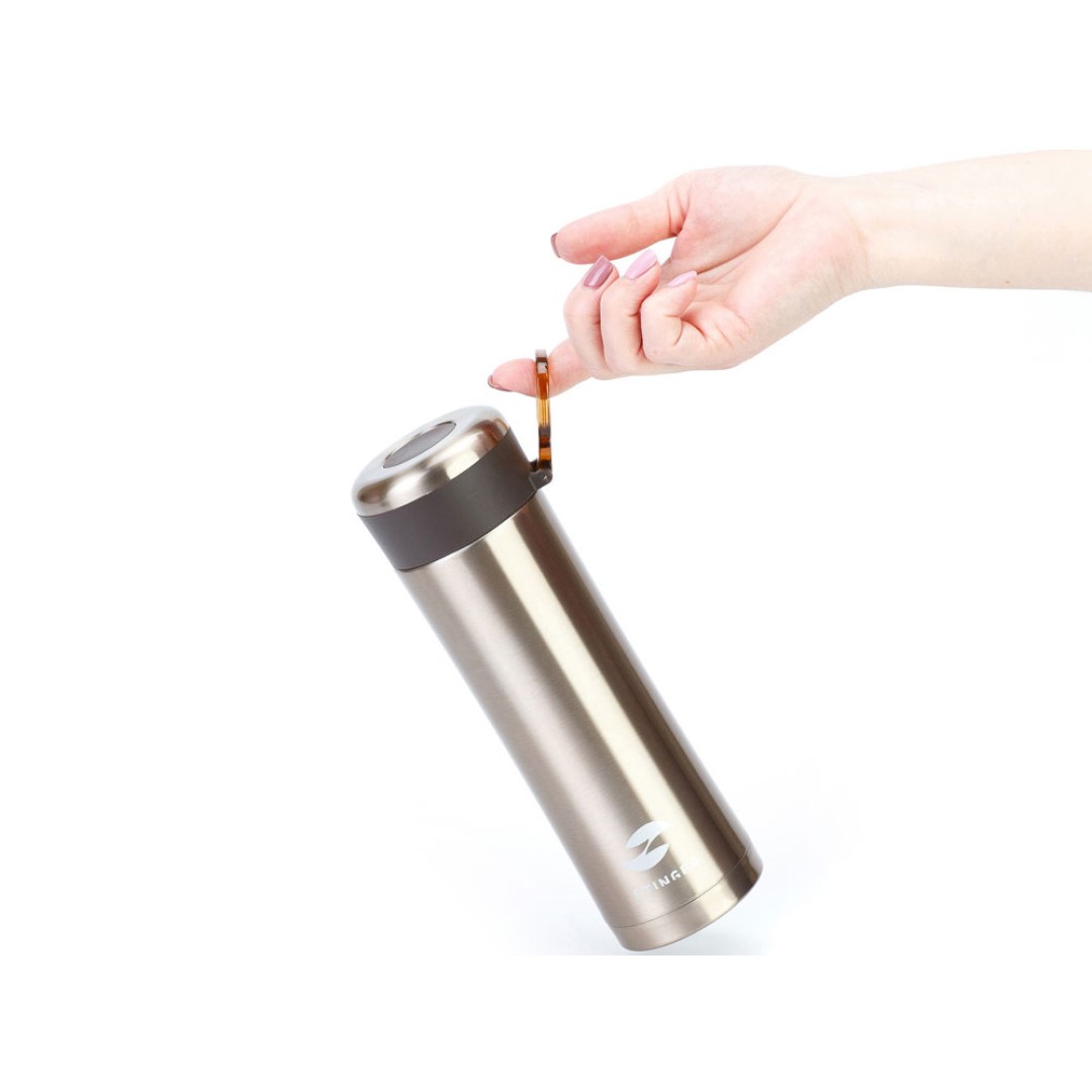 Термокружка Stinger, 0,42 л, сталь/пластик, золотой глянцевый, 7,5 х 6,9 х 22,2 см