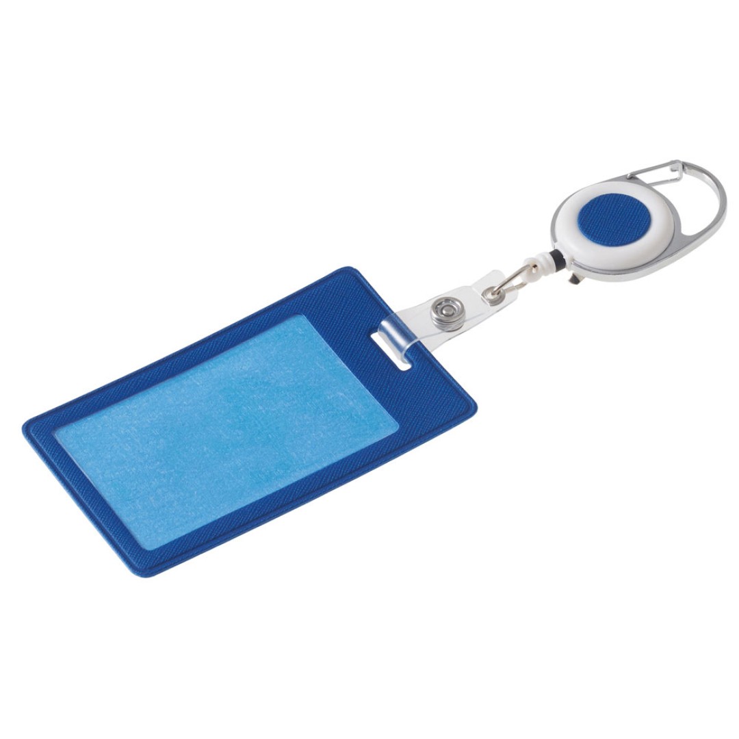 Бейдж с рулеткой-карабин "Favor", синий