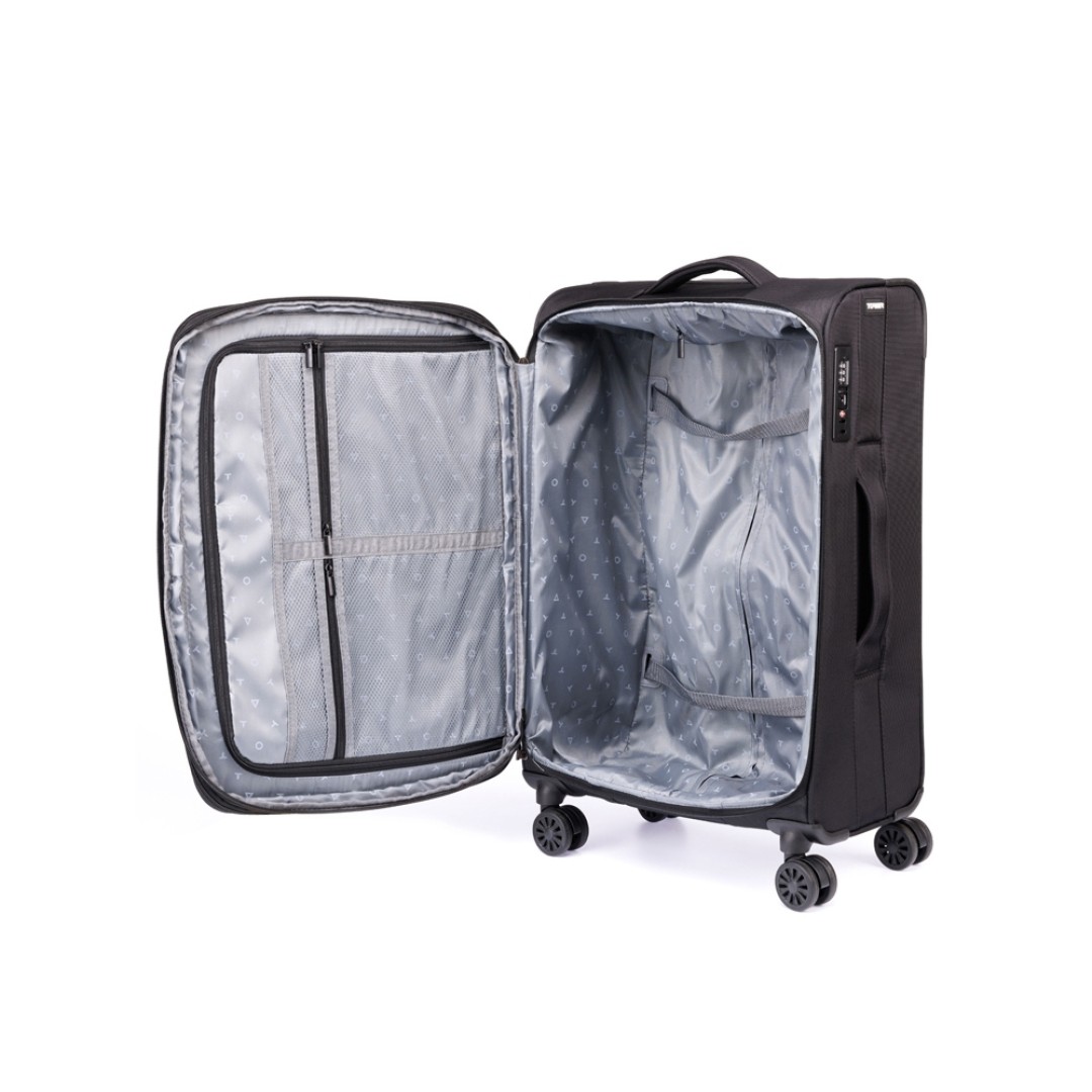 Чемодан TORBER Seyd, чёрный, нейлон 600D, 43,5 х 19 х 68 см, 56 л