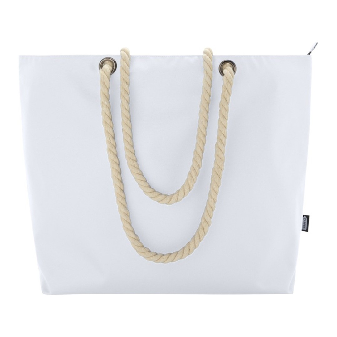 Panama пляжная эко-сумка-холодильник из переработанного материала, с ручками-шнурками 23L, белый