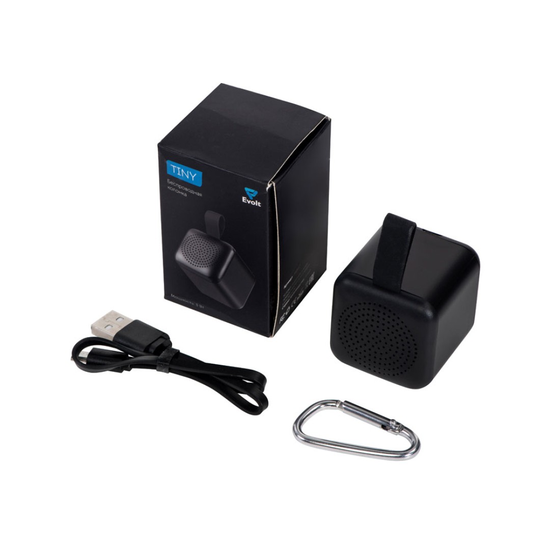 Портативная колонка TWS с подсветкой лого «Tiny», 3 Вт, черный