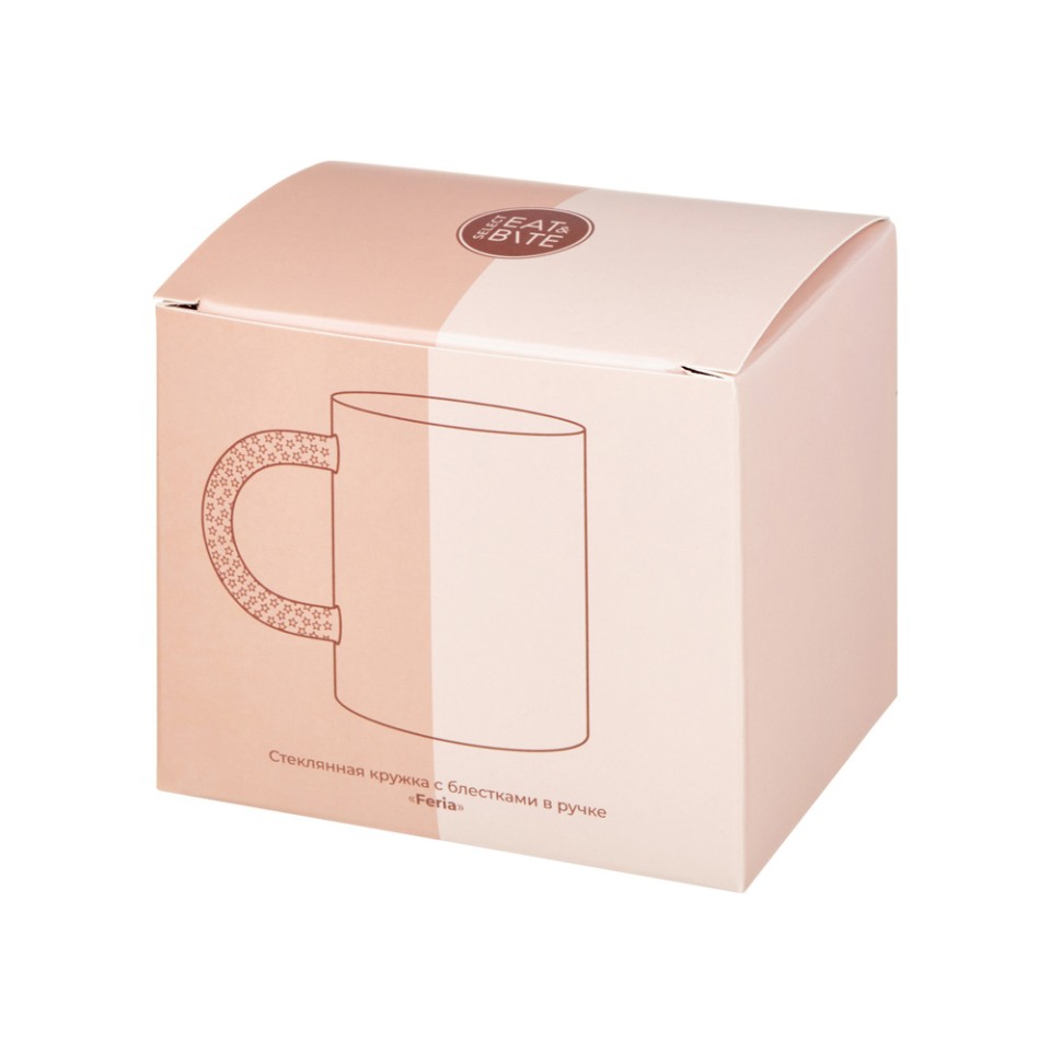 Стеклянная кружка с блестками в ручке "Feria"