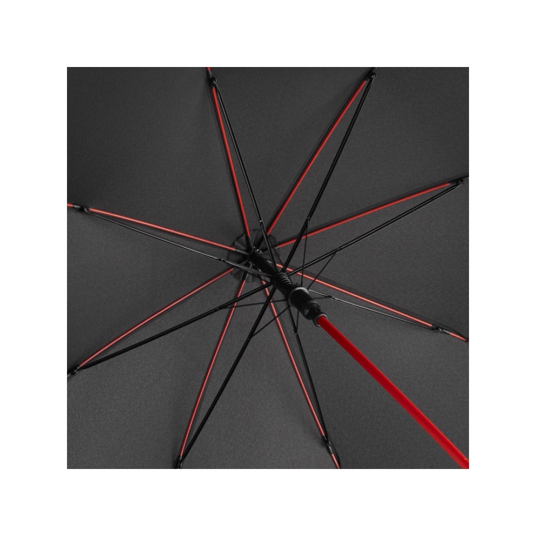 Зонт-трость 1084 Colorline с цветными спицами и куполом из переработанного пластика, черный/красный