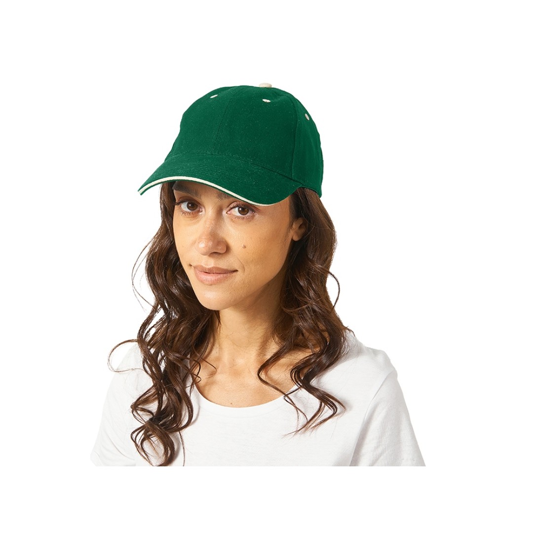 Бейсболка "New Castle" 6-ти панельная, зеленый/натуральный