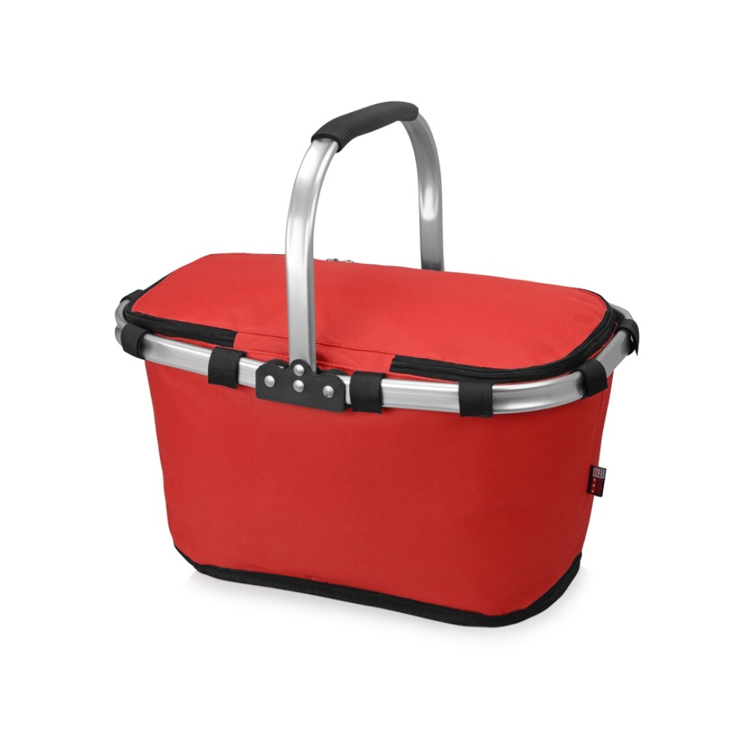 Изотермическая сумка-холодильник "FROST" складная с алюминиевой рамой, красный (Р)