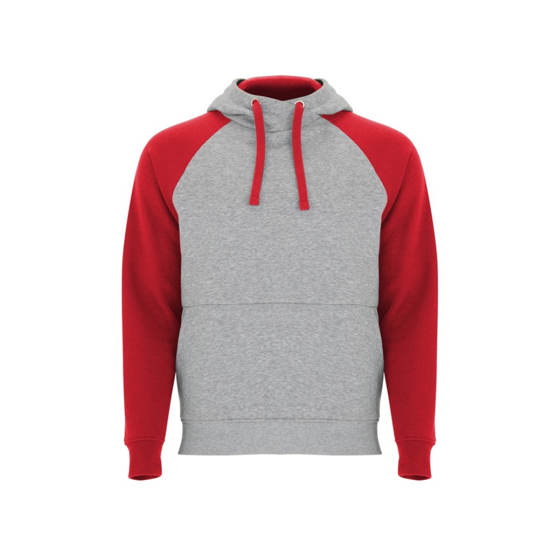 Толстовка с капюшоном "Badet" мужской, серый меланж/красный