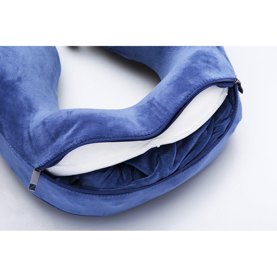 Подушка для путешествий с эффектом памяти, с капюшоном "Hooded Tranquility Pillow", синий