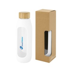 Tidan Бутылка из боросиликатного стекла объемом 600 мл с силиконовым держателем, белый