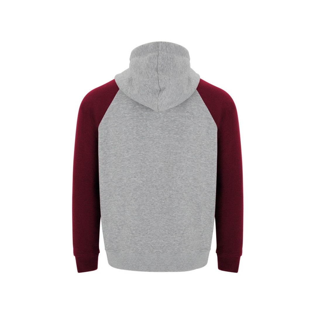 Толстовка с капюшоном "Badet" мужской, серый меланж/гранатовый