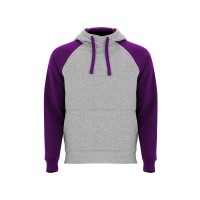 Толстовка с капюшоном "Badet" мужской, серый меланж/фиолетовый