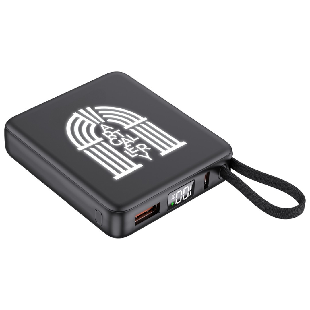 Внешний аккумулятор с подсветкой лого "Nex", 5000 мАч, черный