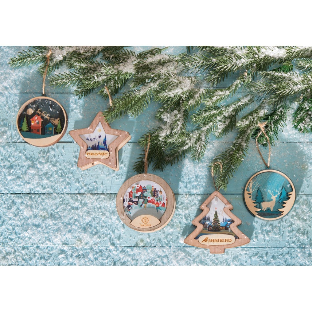 Подвеска деревянная многослойная «Рождественская встреча»