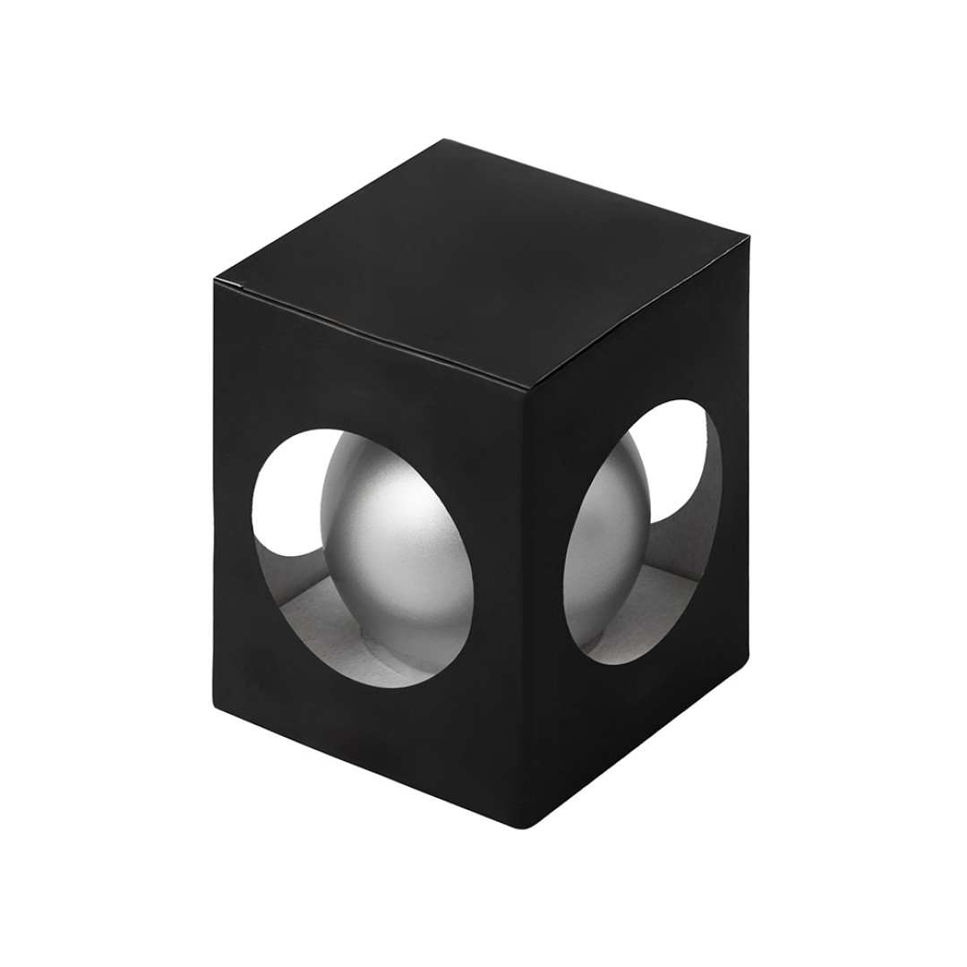 Стеклянный елочный шар "Christmas bauble", серебро, металлик, с серебристым колпачком в черной коробке