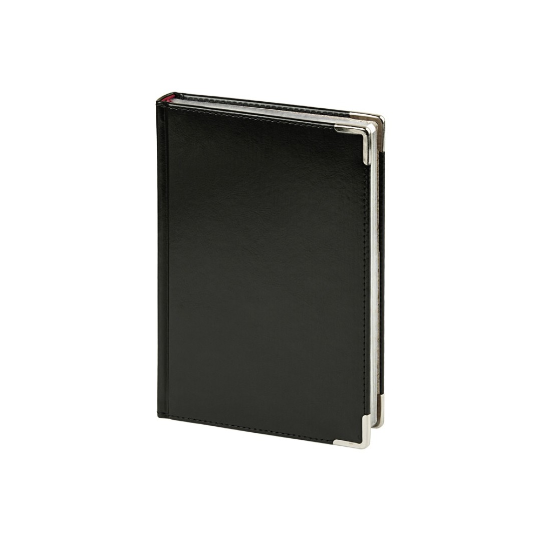 Ежедневник недатированный А5 "Sidney Nebraska", черный (серебряный обрез, серебряные уголки)