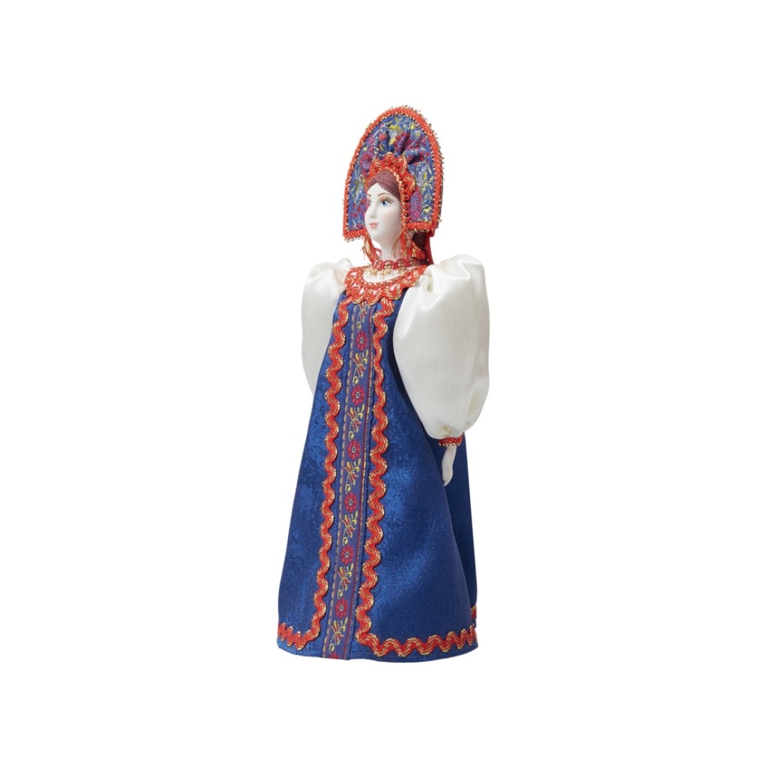 Подарочный набор: кукла фарфоровая, крем-мед, синий