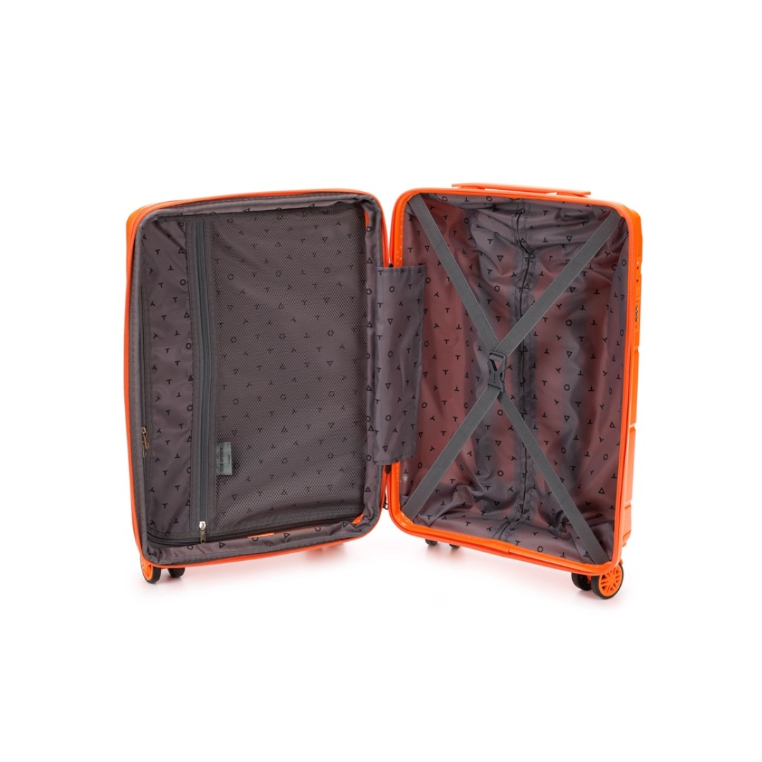 Чемодан TORBER В Отпуск, оранжевый, полипропилен, 36 х 21,5 х 55 см, 38 л