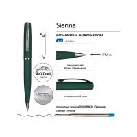 Ручка металлическая шариковая "Sienna", софт-тач, 1.0 мм, зеленый