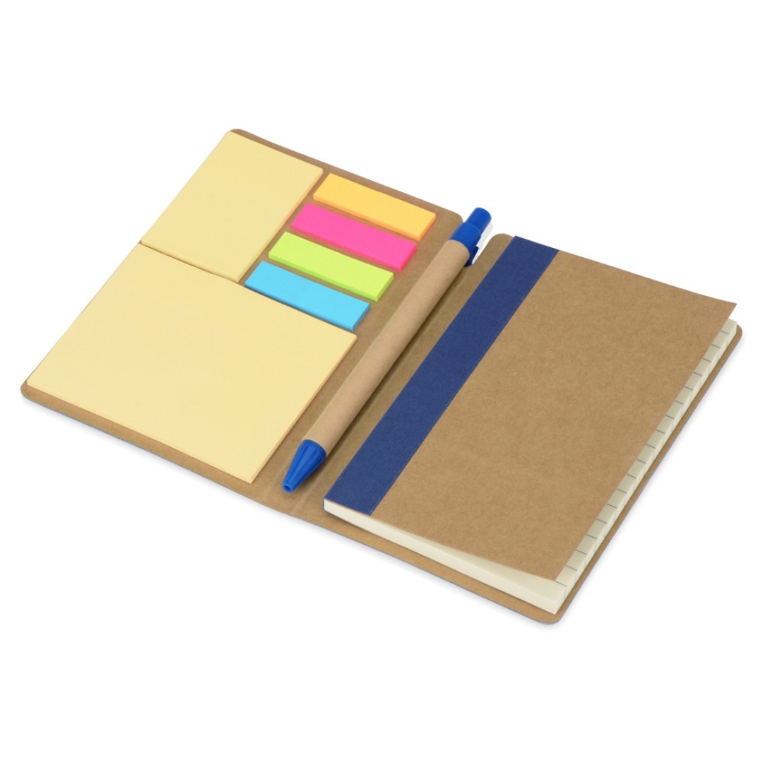 Блокнот А6 «Write and stick» с ручкой и набором стикеров, синий