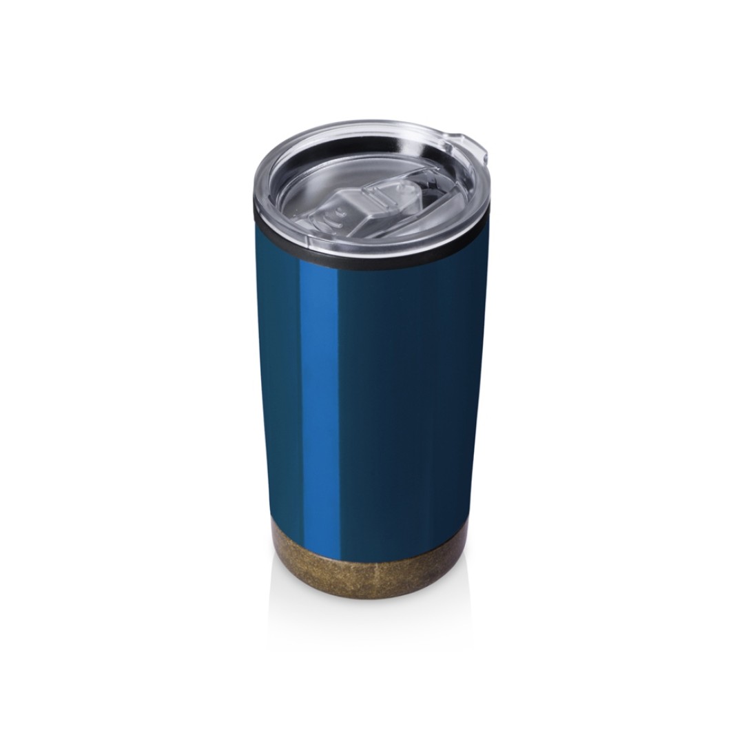 Подарочный набор с пледом, термокружкой и чаем, синий