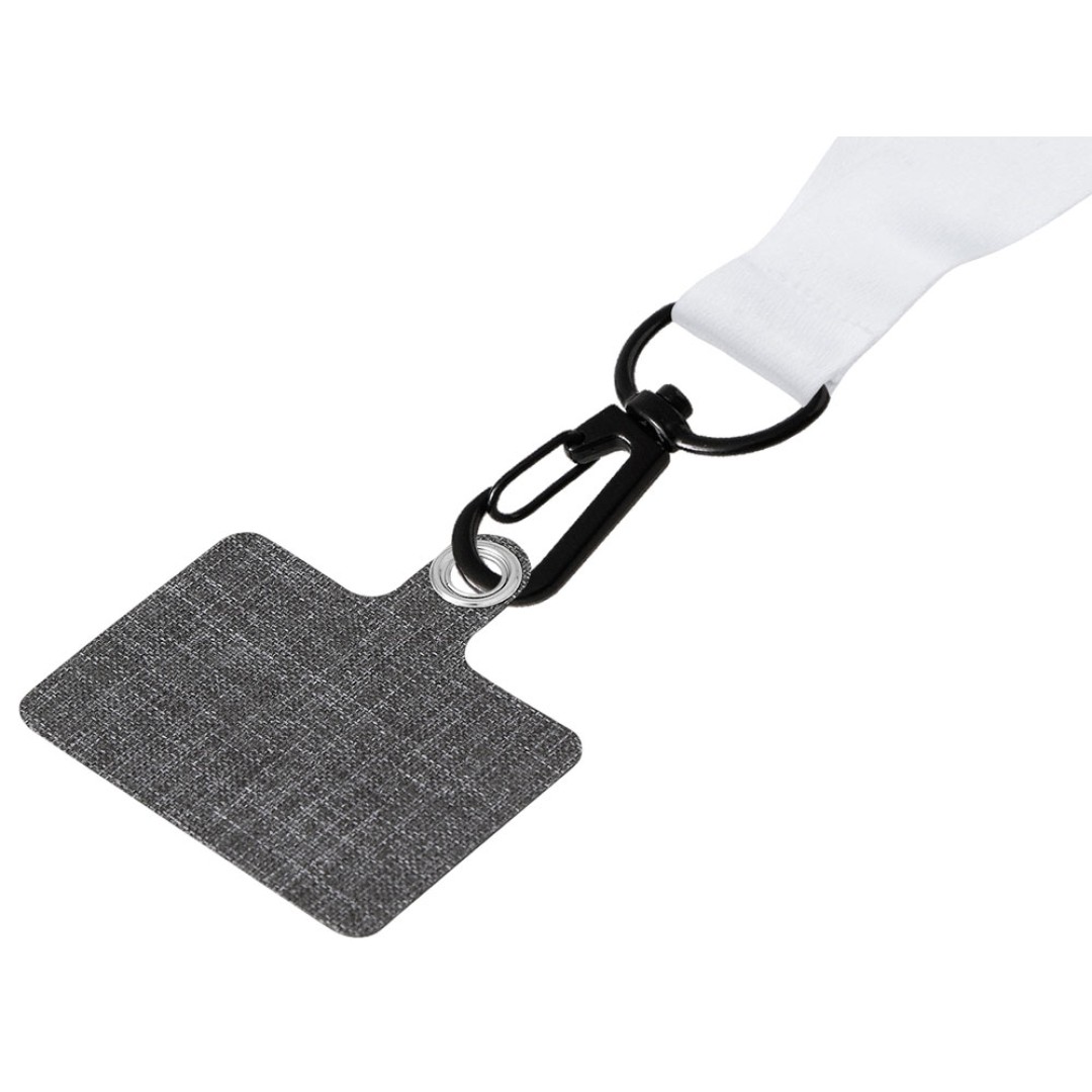 Ланъярд 2 см под сублимацию с трендовым карабином, замком обрыва и большим держателем для телефона из ПЭ, черный