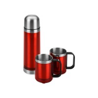 Набор «Походный» с чехлом: термос, 2 кружки, красный
