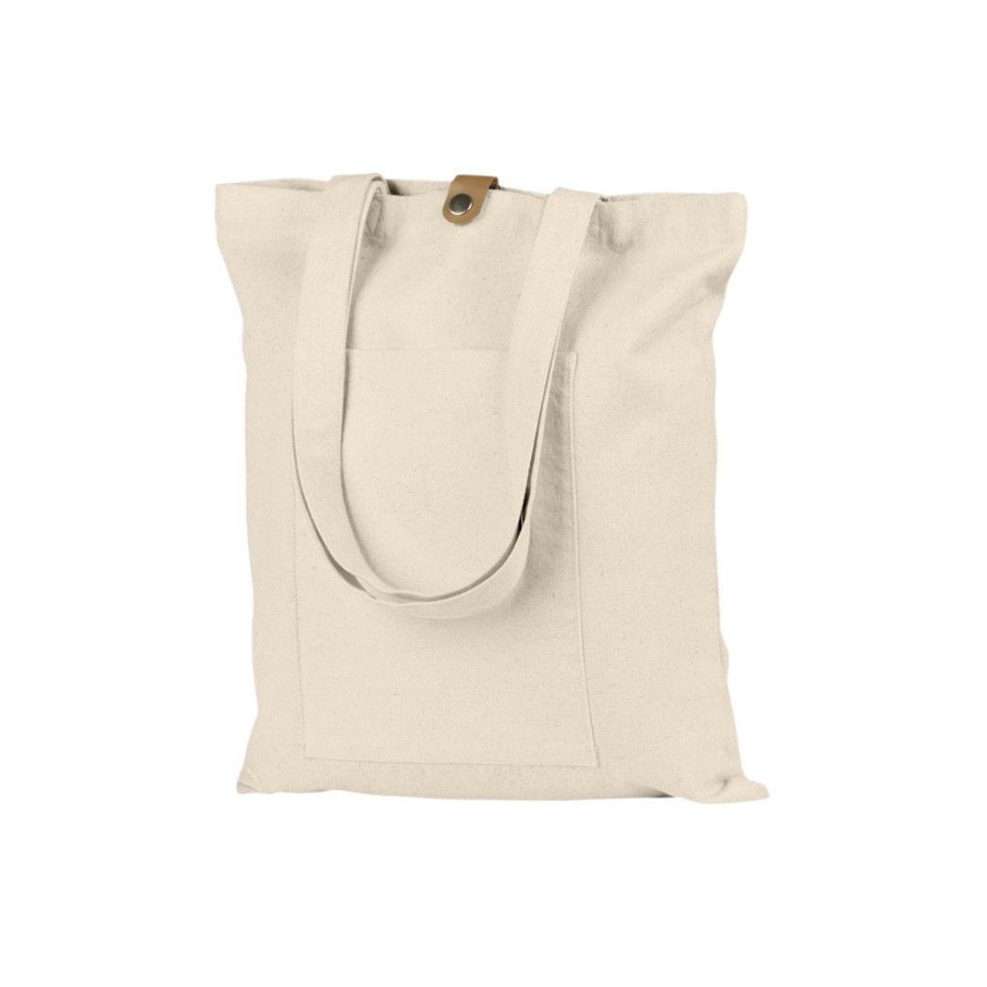 Сумка Clip из хлопка 340 г/м2 с застежкой из экокожи, натуральный