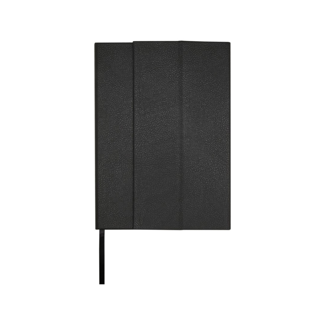 Блокнот Alejandra формата А5 с твердой обложкой из переработанной кожи - сплошной черный