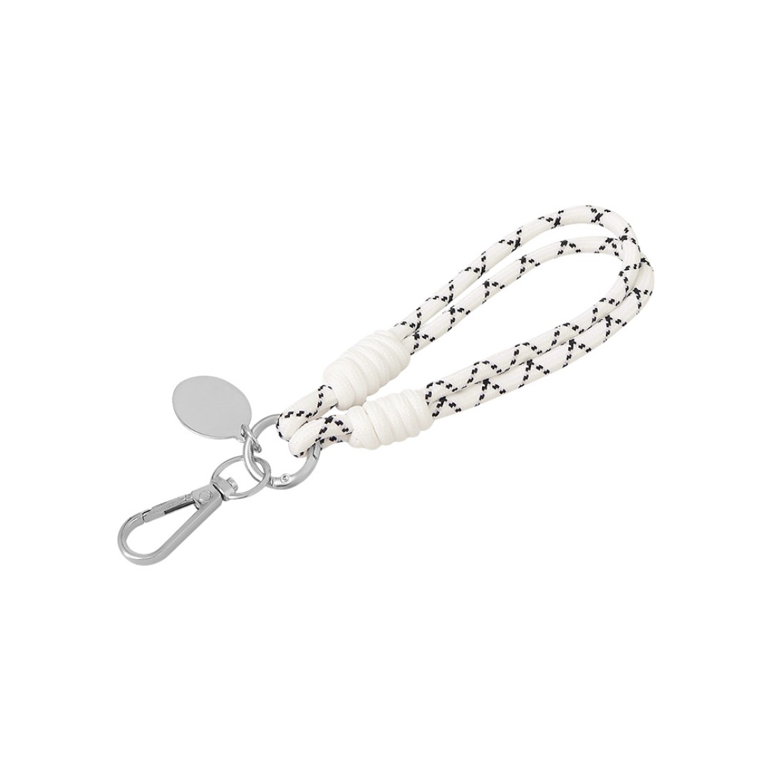 Брелок-браслет "Bohemian" c металлическим держателем для телефона, бело-черный