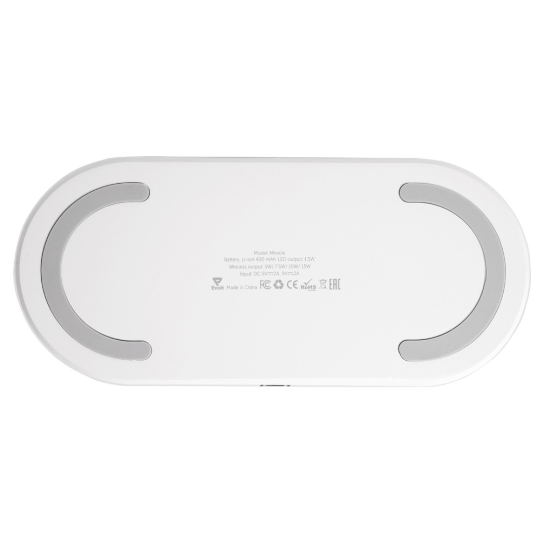 Ночник с беспроводной зарядкой и RGB подсветкой "Miracle", 15 Вт, белый (Р)