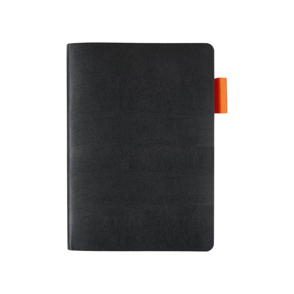 Ежедневник недатированный А5 "Boston", черный (оранжевый обрез)