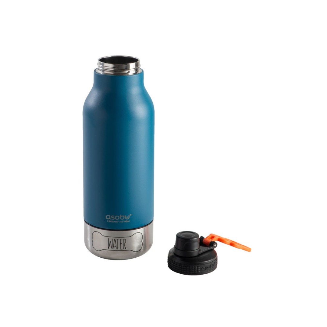 Вакуумный термос «Buddy» 3-в-1 со съемными мисками для питомцев, 1000 мл, синий