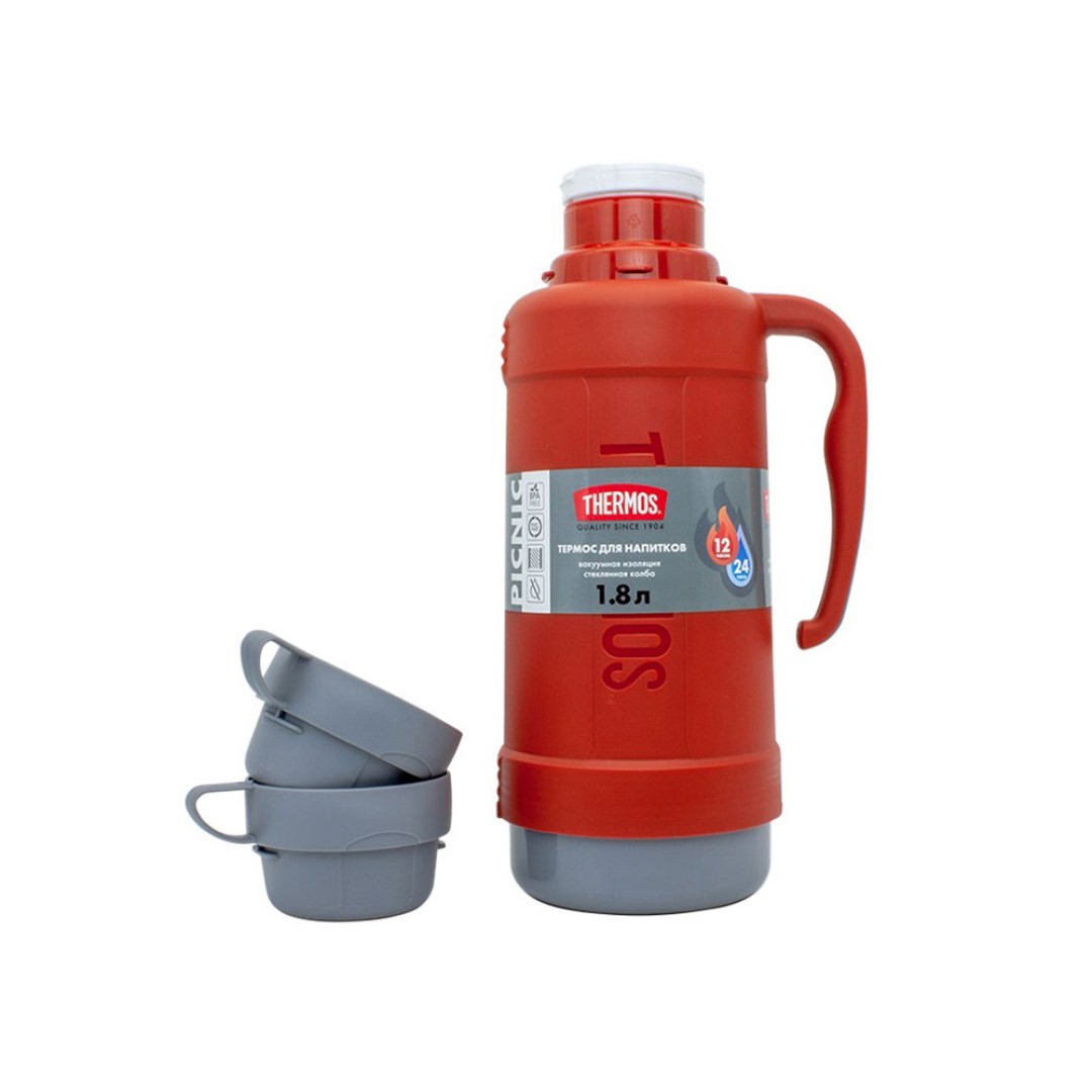 Термос со стеклянной колбой тм THERMOS PICNIC 40 Series Red 1,8L