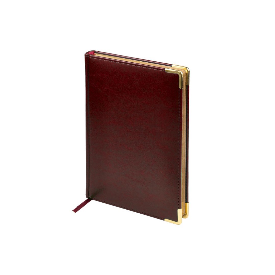 Ежедневник недатированный А5 "Sidney Nebraska", бордовый (золотой обрез, золотые уголки)