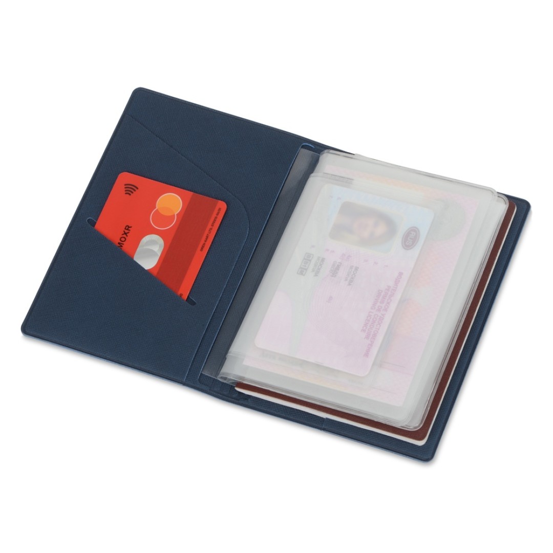 Классическая обложка для автодокументов "Favor", темно-синяя