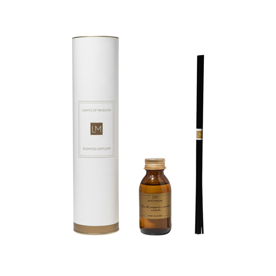 Ароматический диффузор с палочками, черный перец и амбра, нероли, 100 мл