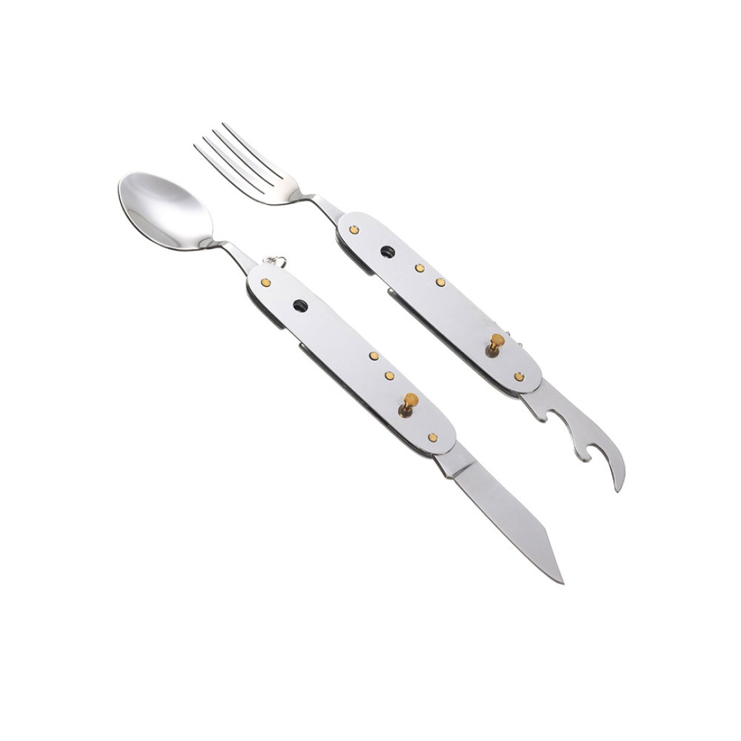 Нож перочинный Stinger, 109 мм, 8 функций, материал рукояти: нержавеющая сталь (серебристый)