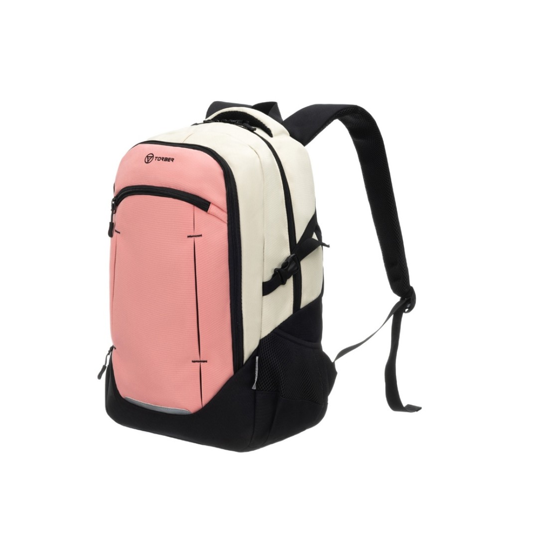 Рюкзак TORBER CLASS X, персиковый, 46 x 32 x 18 см + Мешок для сменной обуви в подарок!