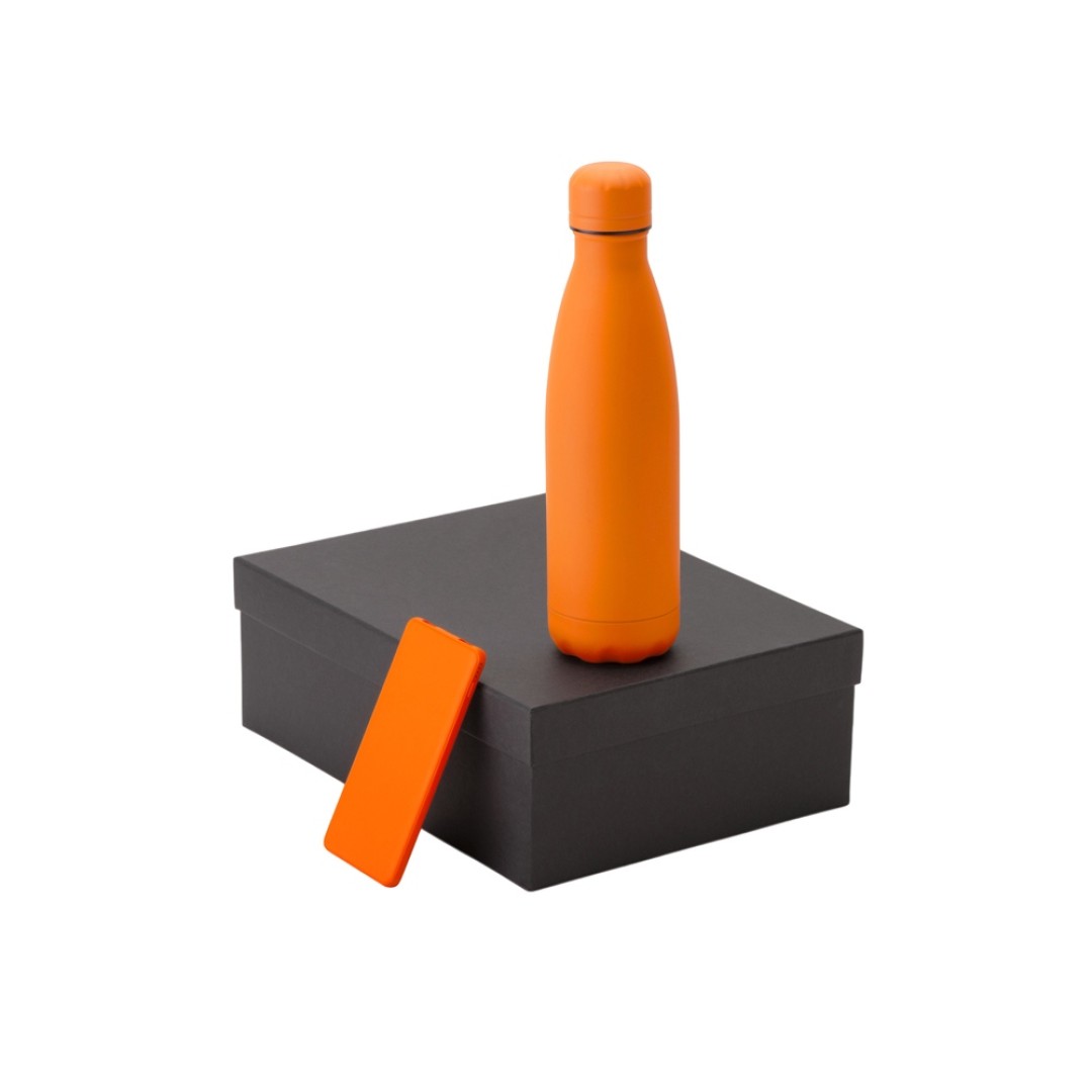 Подарочный набор с термобутылкой и повербанком С1, 5000 mAh, оранжевый