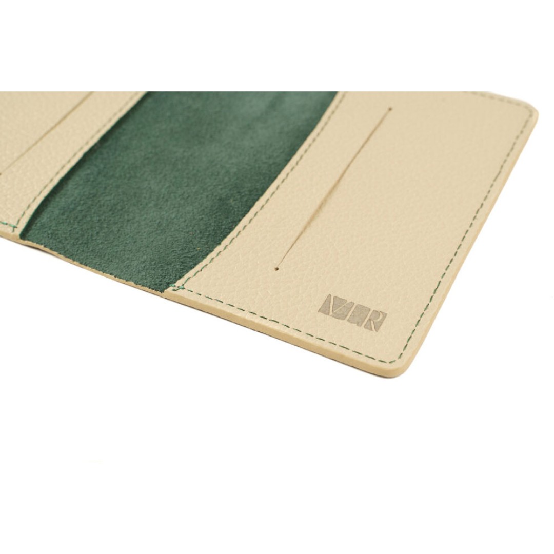Обложка для паспорта Valerie Concept PSC4, зеленый/бежевый