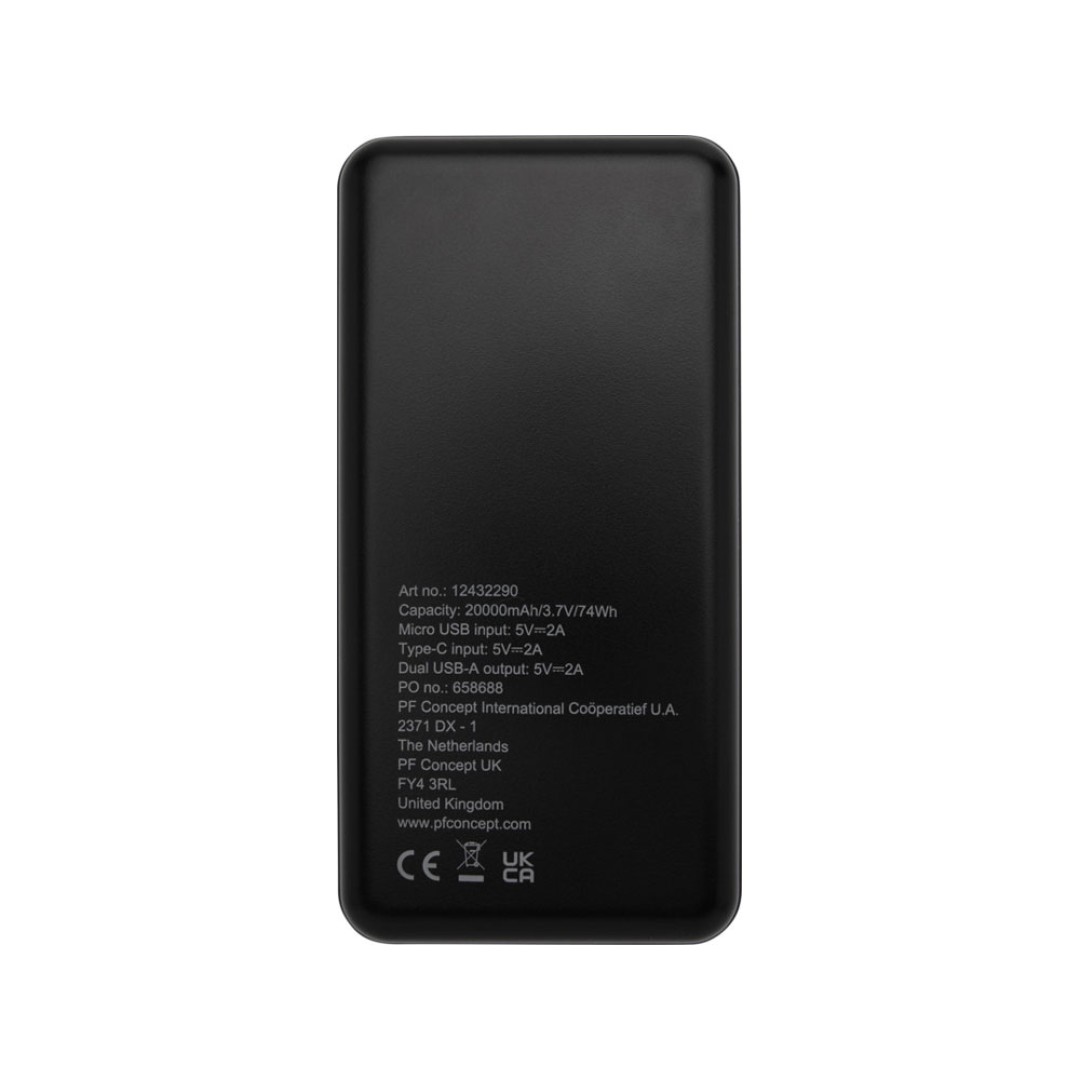 Портативное зарядное устройство Loop емкостью 20 000 мАч, сплошной черный