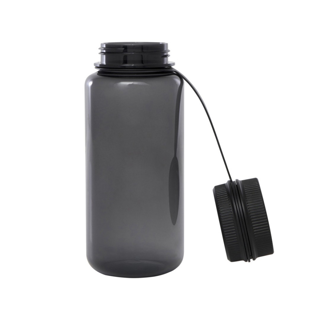 Спортивная бутылка Ryder из переработанного ПЭТ-пластика объемом 900 мл с многофункциональной крышкой, сертифицированная RCS - сплошной черный