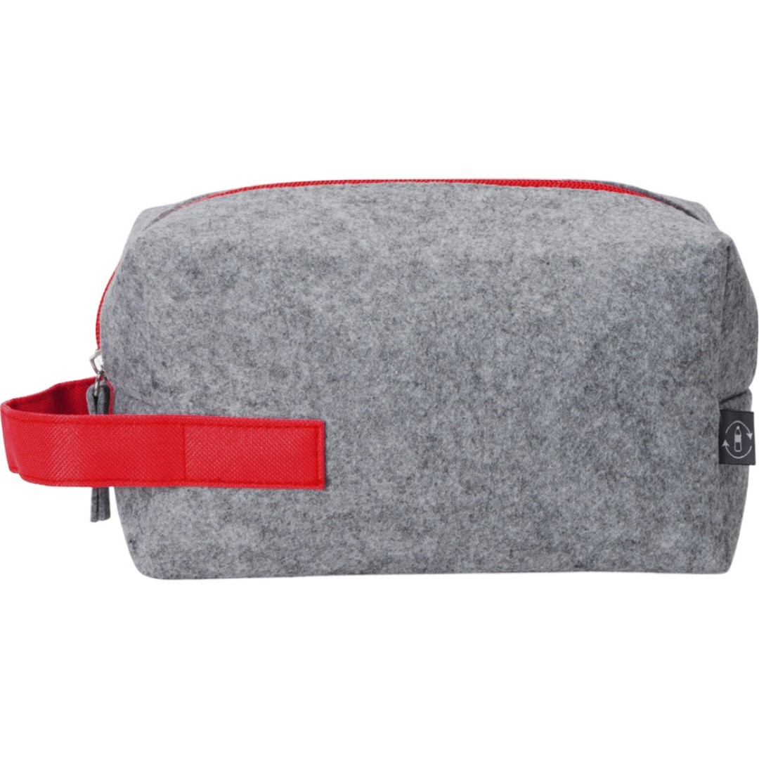 Органайзер для электроники и проводов "Felt" из RPET-фетра с ручкой, серый с красным