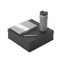 Подарочный набор с блокнотом С1, металлической ручкой и термокружкой, серый