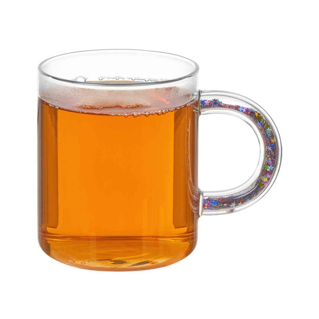 Стеклянная кружка с блестками в ручке "Feria"