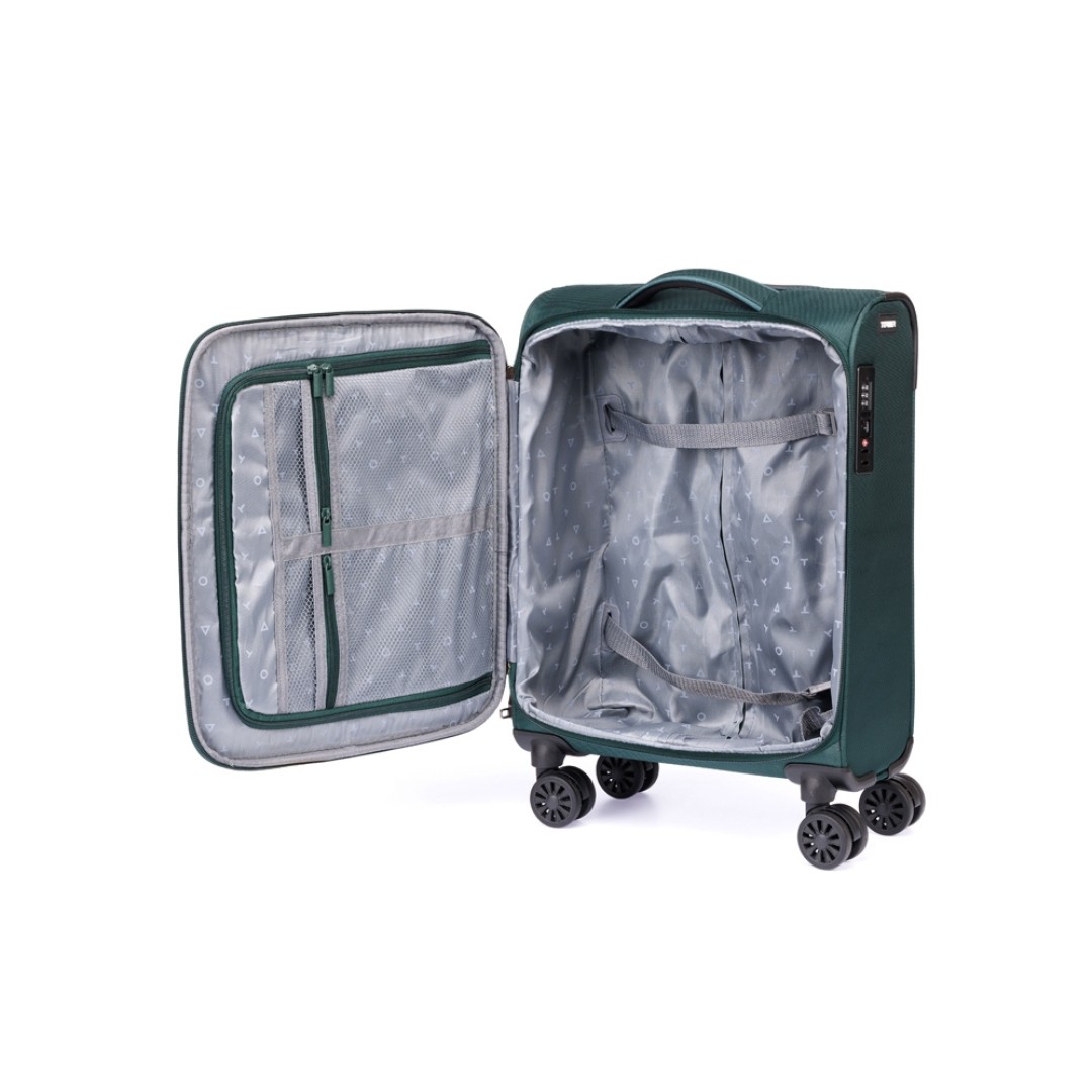 Чемодан TORBER Seyd, тёмно-зелёный, нейлон 600D, 36,5 х 14 х 54 см, 32 л