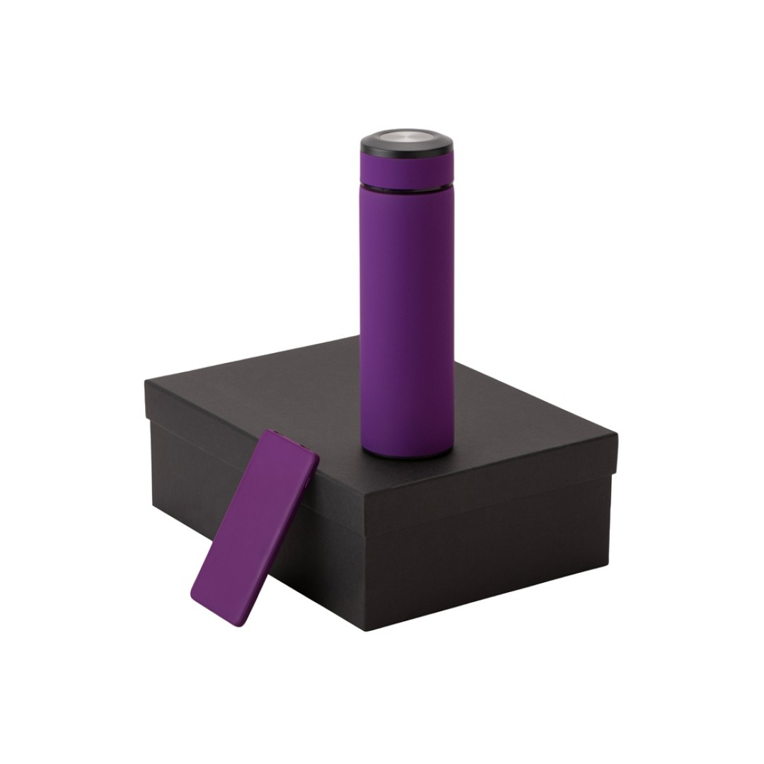 Подарочный набор с термосом и повербанком С1, фиолетовый